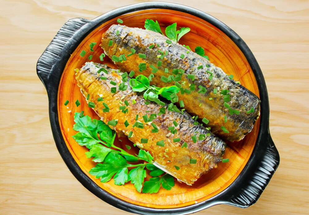 Fried Mackerel in Flour in a Pan