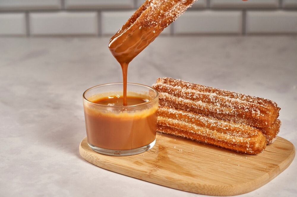 Churros with salted caramel sauce