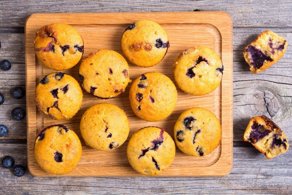 Banana and blueberry muffins