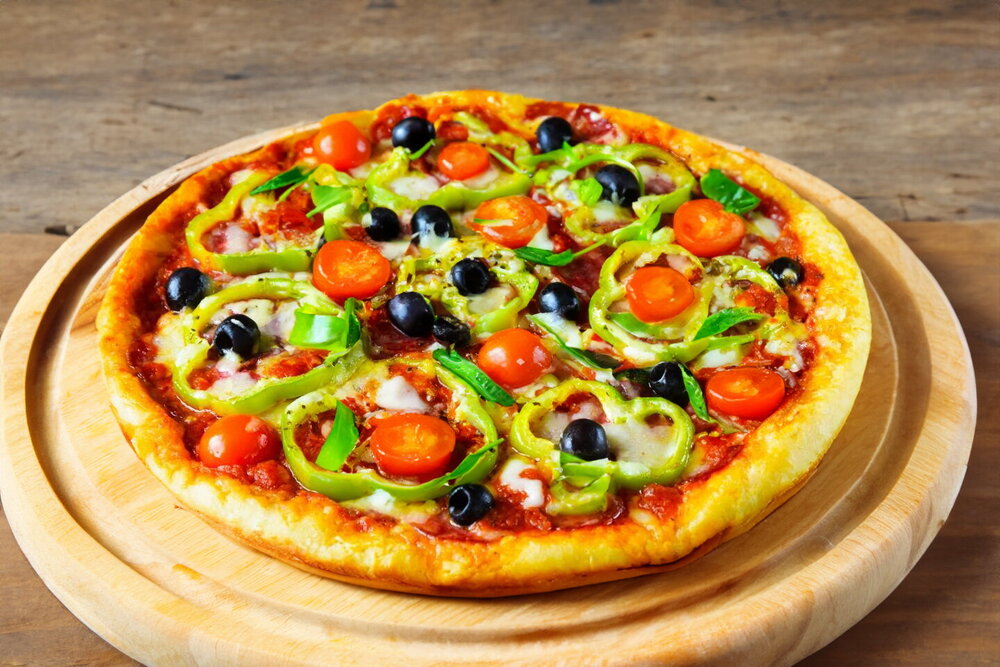 Pizza with Salami and Mozzarella Cheese