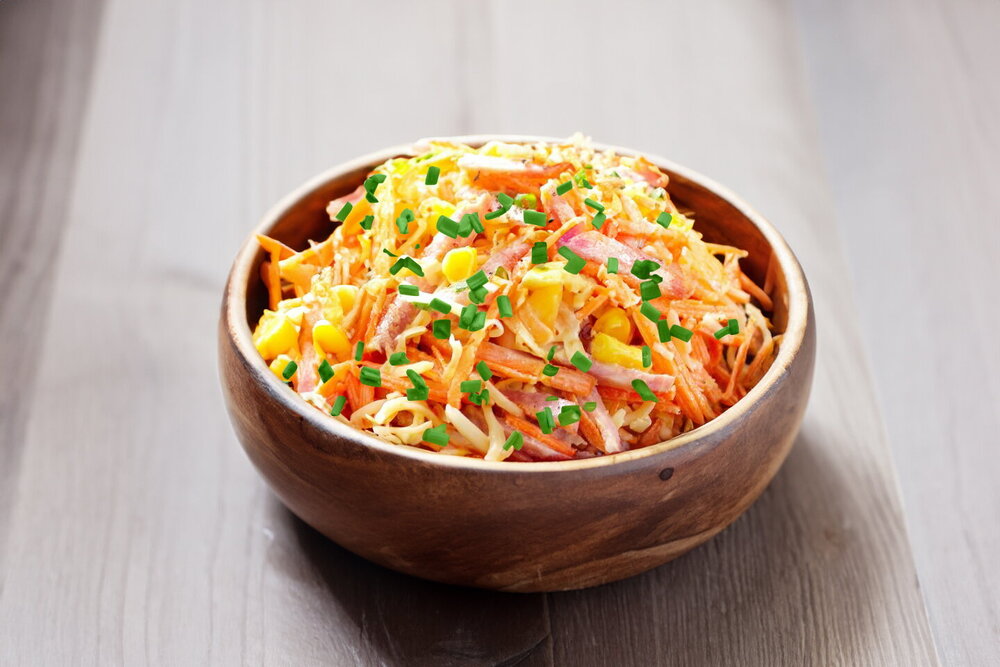 Salad with Sausage, Cheese and Corn