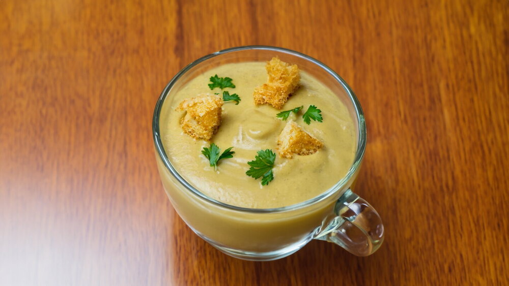 Vegetable Cream Soup with Mushrooms and Cream