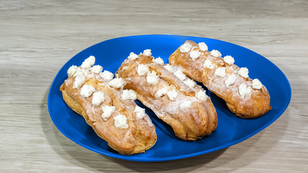 Cream-Filled Choux Pastry Eclairs