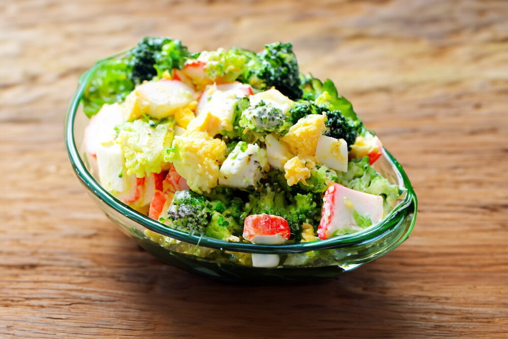 Broccoli, Crab Stick, Egg, and Mayonnaise Salad