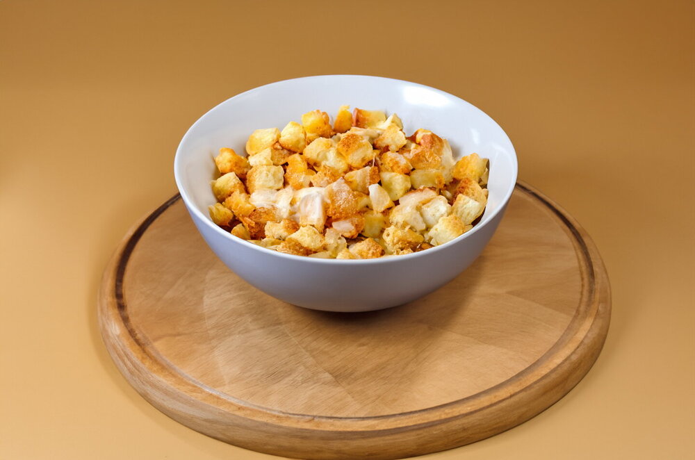 Garlic Bread Croutons in the Oven from White Bread