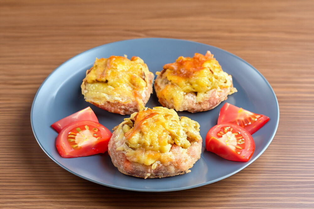 Meat Nests with Mushrooms and Cheese in the Oven