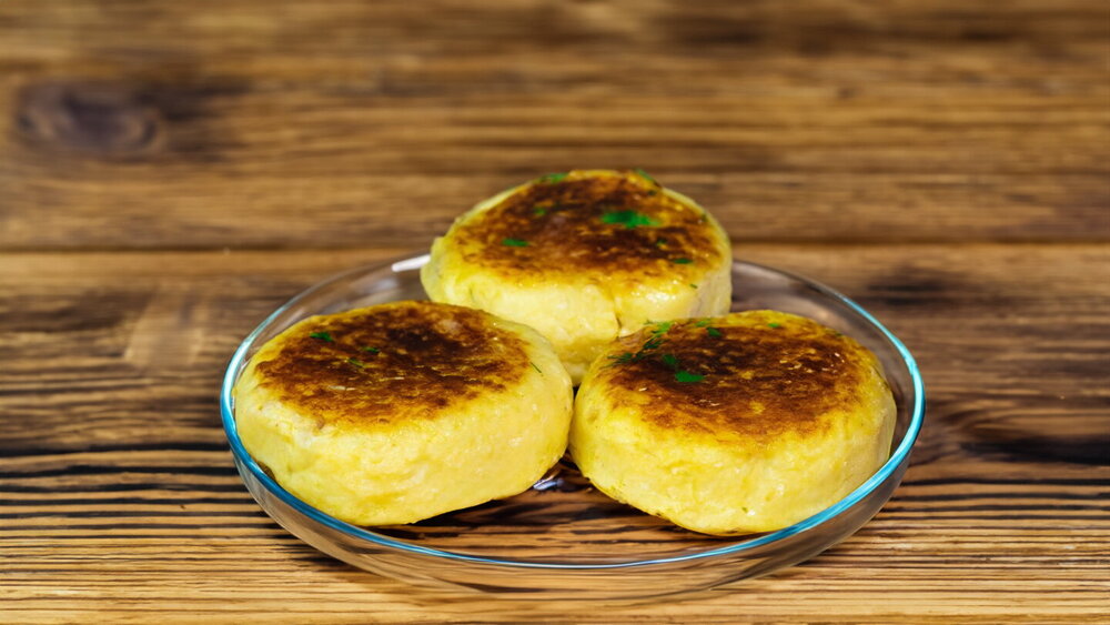 Potato Cutlets with Cheese and Ham
