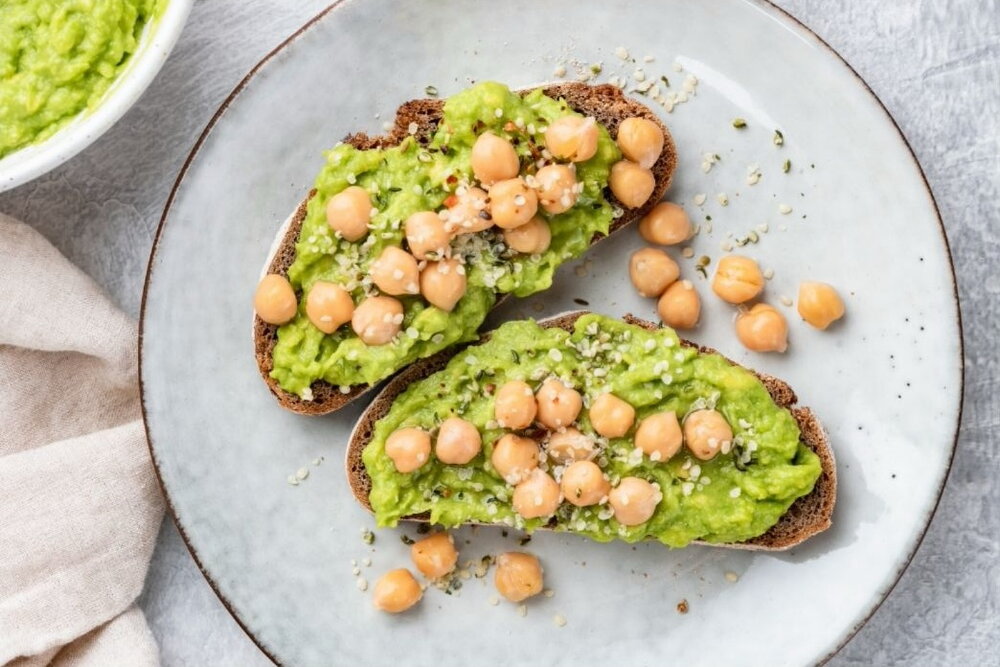 Chickpeas on green toast