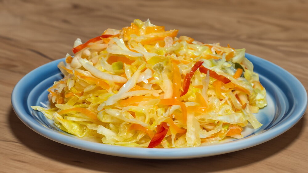 Pickled Cabbage Salad with Carrots and Garlic