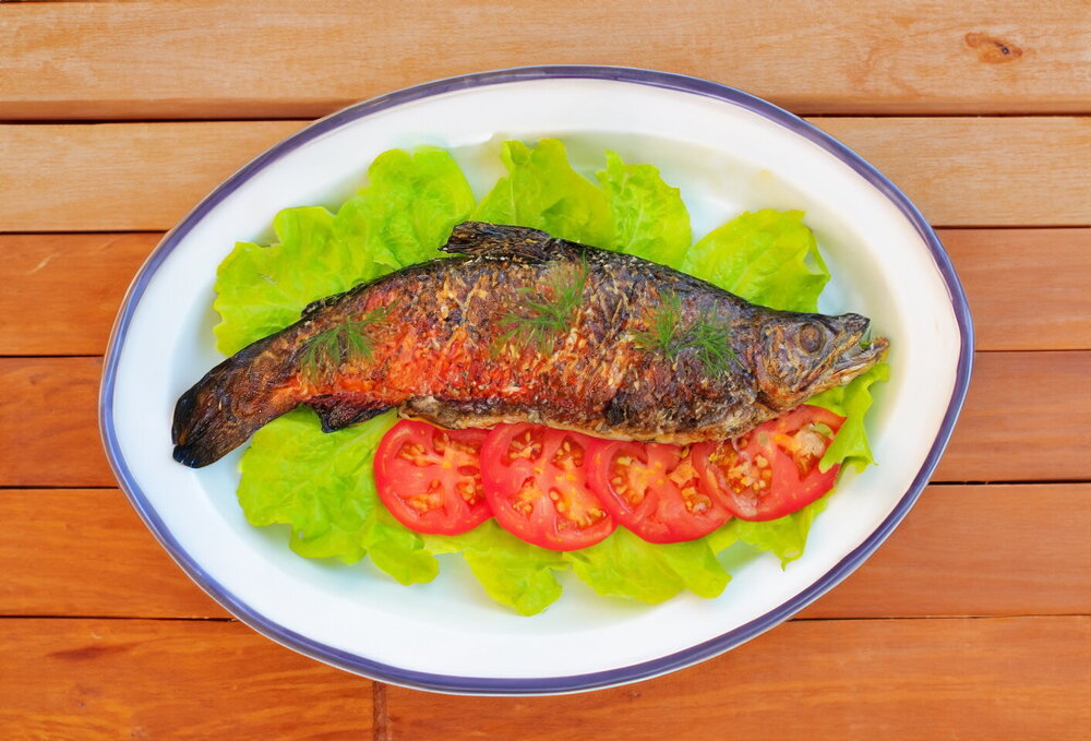 Fish on the Fire on a Grill over Coals