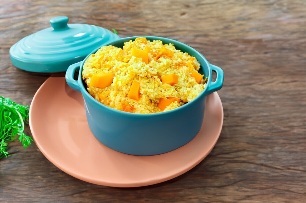 Millet Porridge with Pumpkin in a Pot
