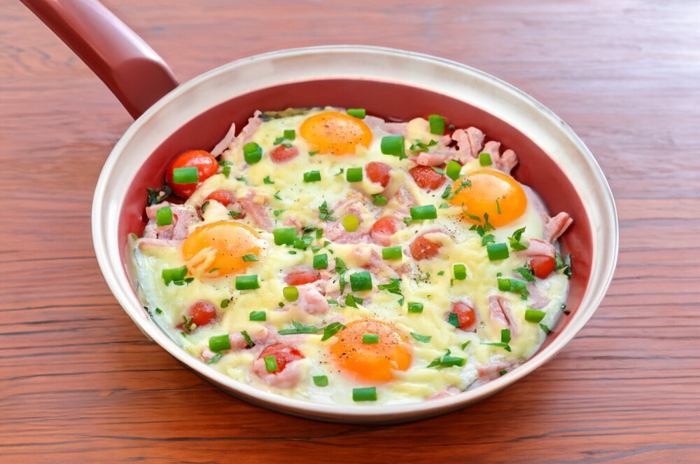 Eggs with Ham and Cheese