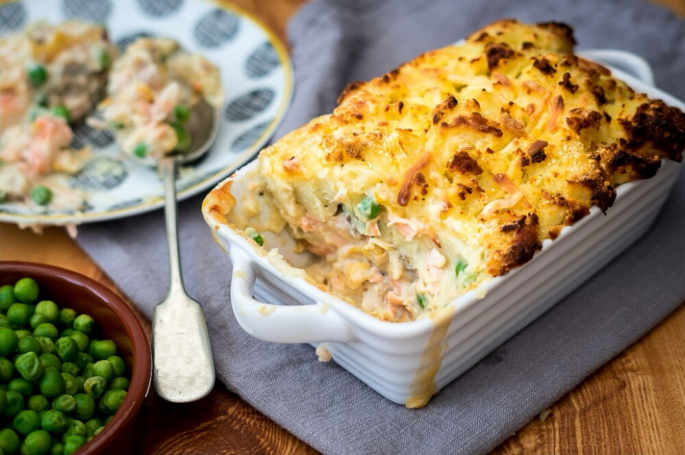 Fish pie with vegetable mash