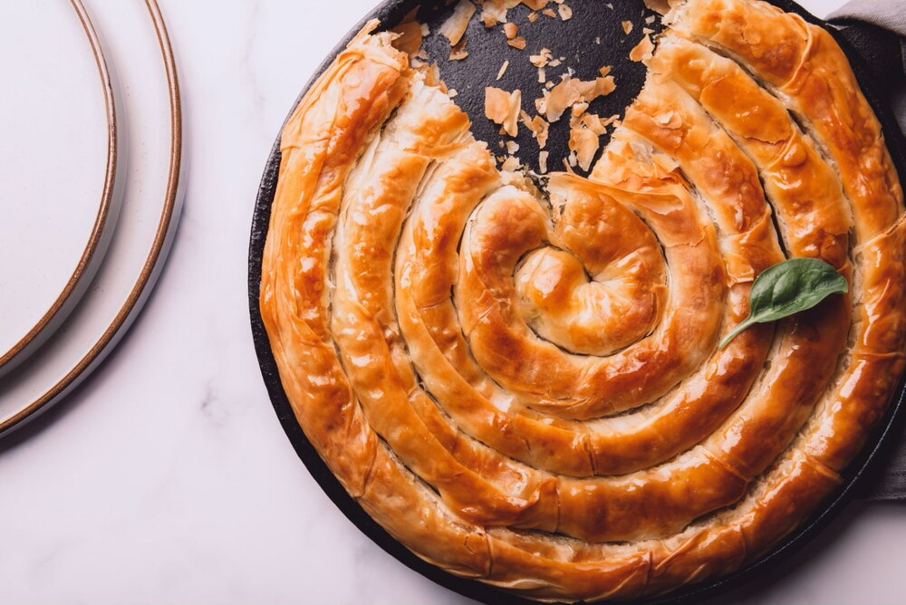Oyster mushroom filo tart