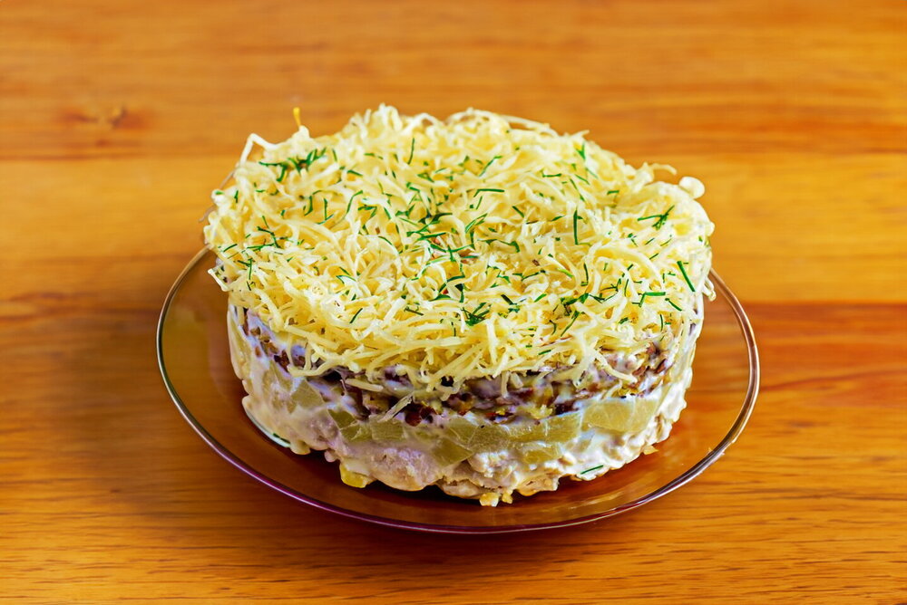 Chicken Salad with Pineapple, Walnuts, and Cheese