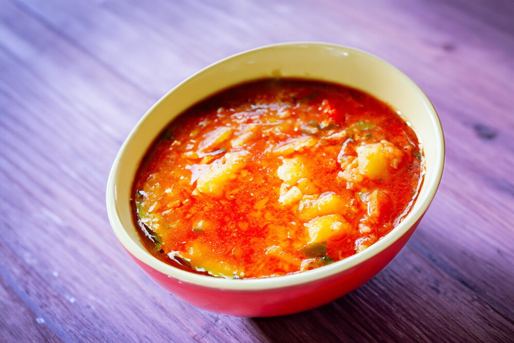 Lenten Vegetable Soup with Couscous and Tomatoes in Their Own Juice
