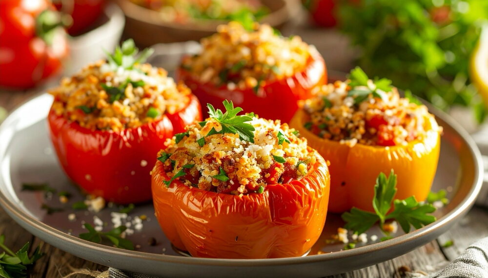 Minced lamb stuffed tomatoes