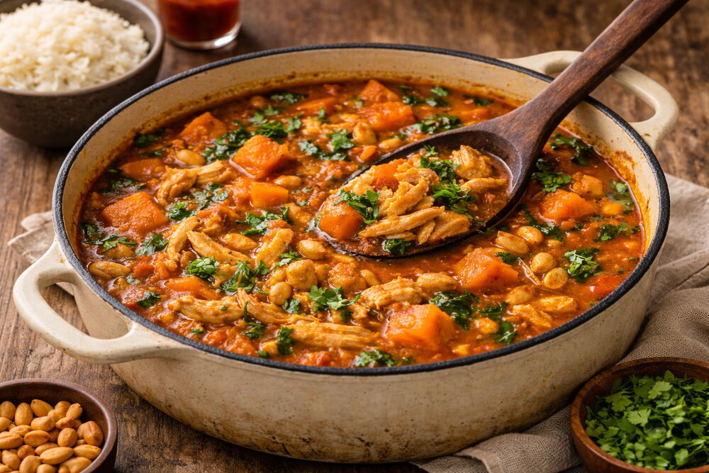 African Chicken, Peanut and Spinach Stew