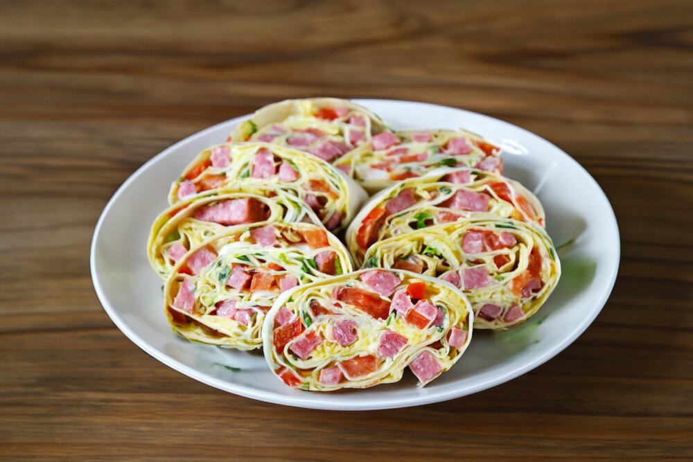 Lavash Roll with Sausage and Cheese