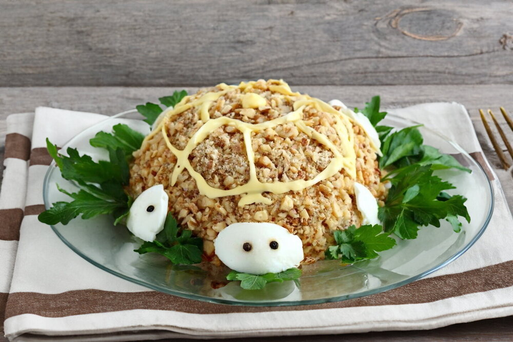 Turtle Salad with Apple and Walnuts