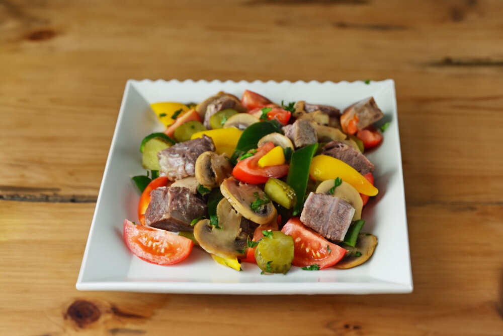 Meat, Mushroom, and Cucumber Salad
