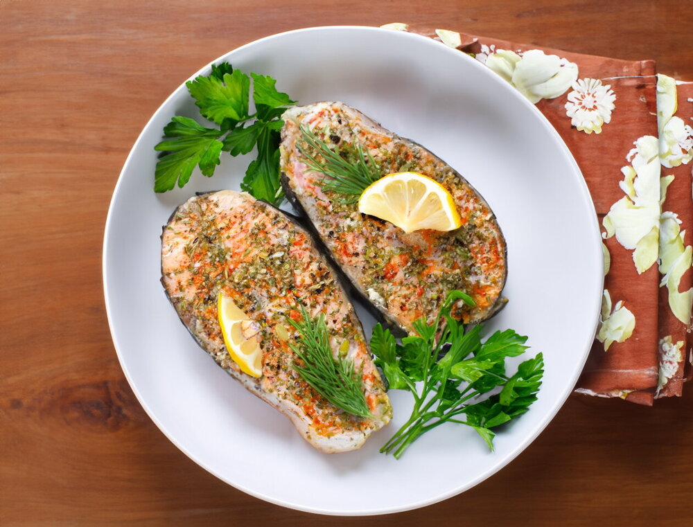 Salmon Steak Baked in Foil