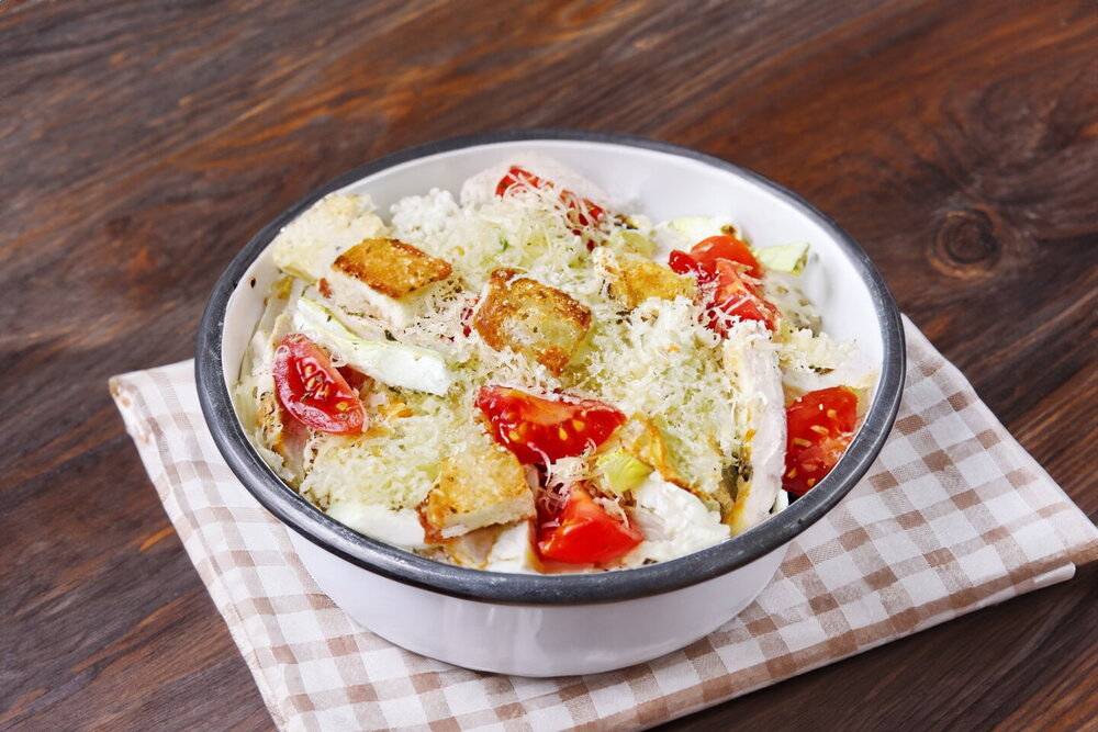 Classic Caesar Salad with Napa Cabbage and Chicken