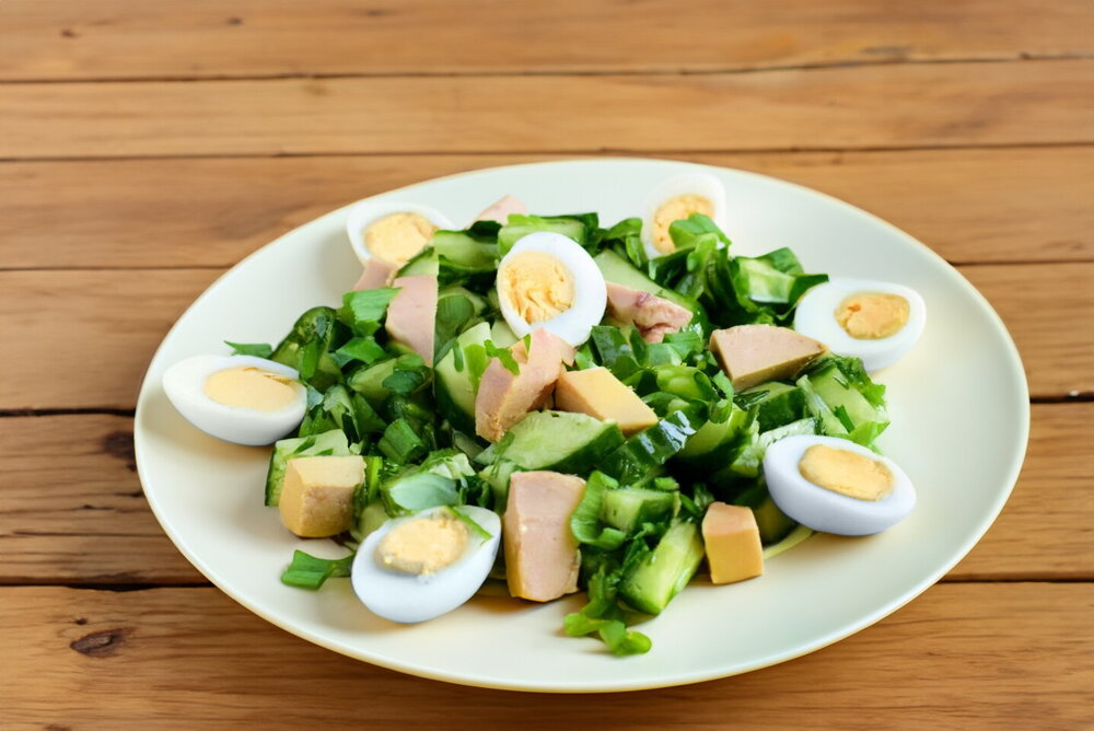 Cod Liver Salad with Cucumbers and Eggs