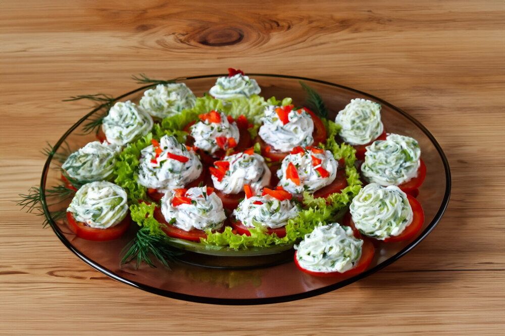 Tomato Appetizer with Cheese and Garlic