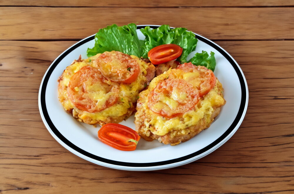 Oven-Baked Pork Chops with Tomato and Cheese