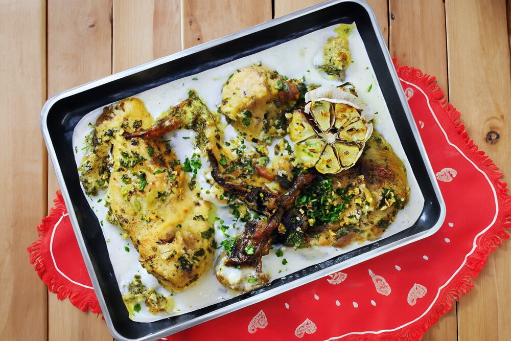 Georgian Chkmeruli: Chicken in Creamy Garlic Sauce