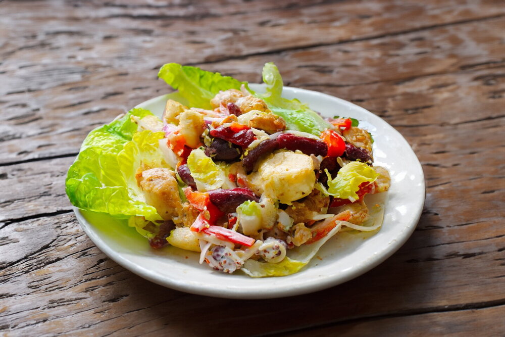 Chicken, Bean, and Crouton Salad