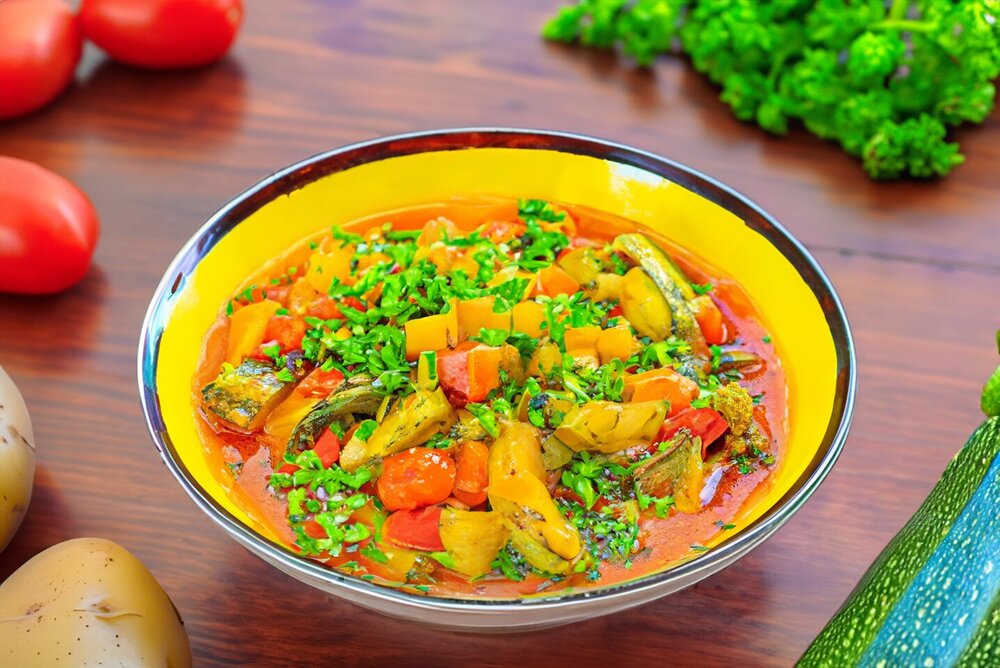 Vegetable Stew with Meat, Zucchini, and Potatoes
