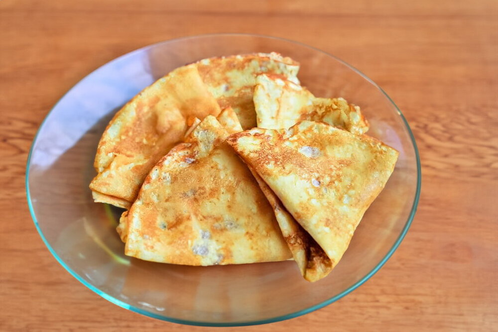 Thin Kefir Pancakes with Boiling Water
