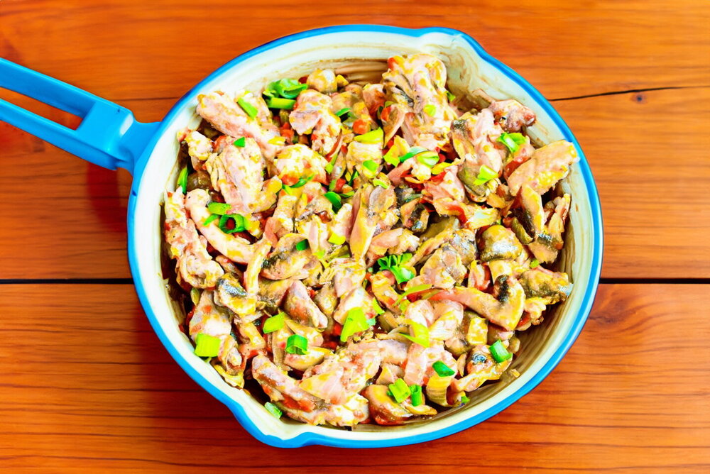 Chicken Fillet with Mushrooms in a Skillet