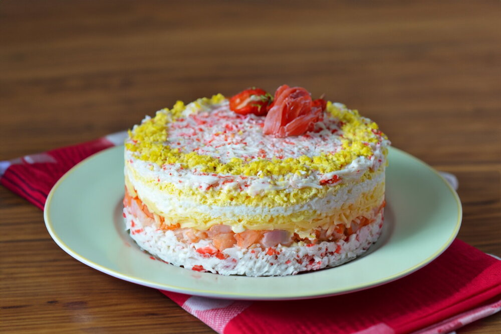 Shrimp, Imitation Crab, Egg, and Cheese Salad