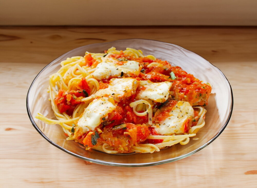 Spaghetti with Cheese and Tomatoes