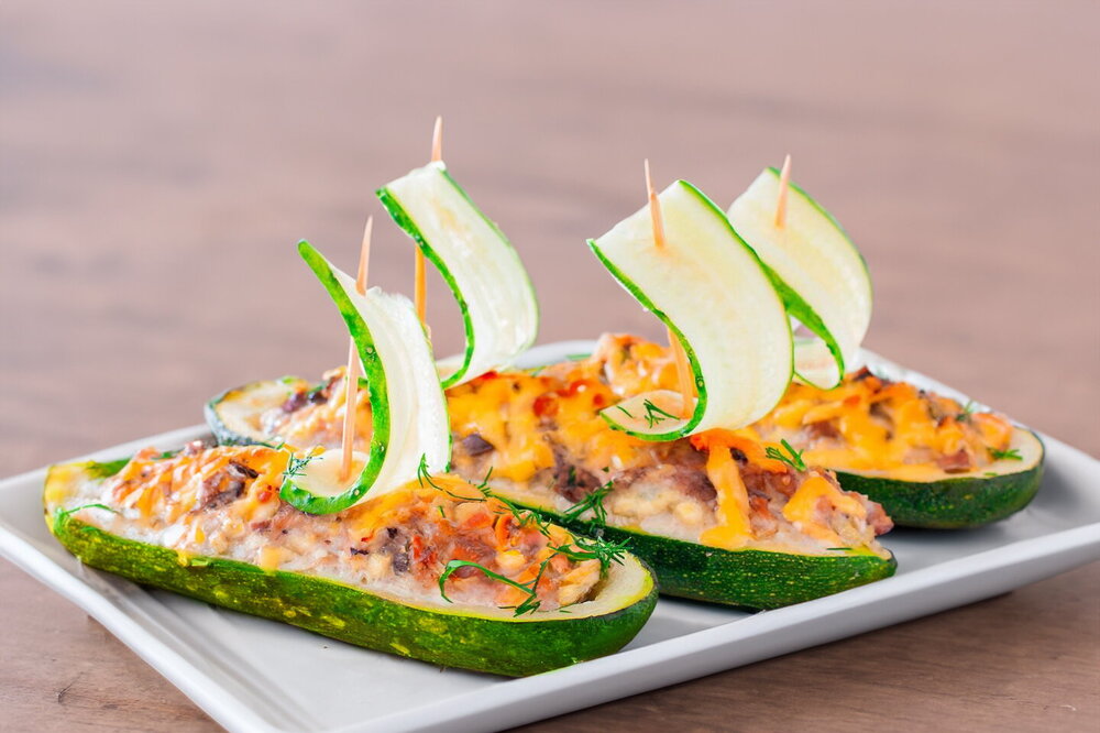 Zucchini Boats Baked in the Oven with Ground Meat and Mushrooms
