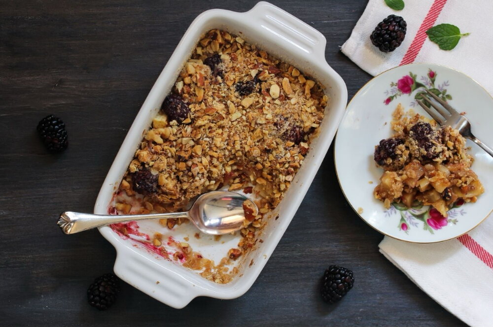 Apple and blackberry crumble