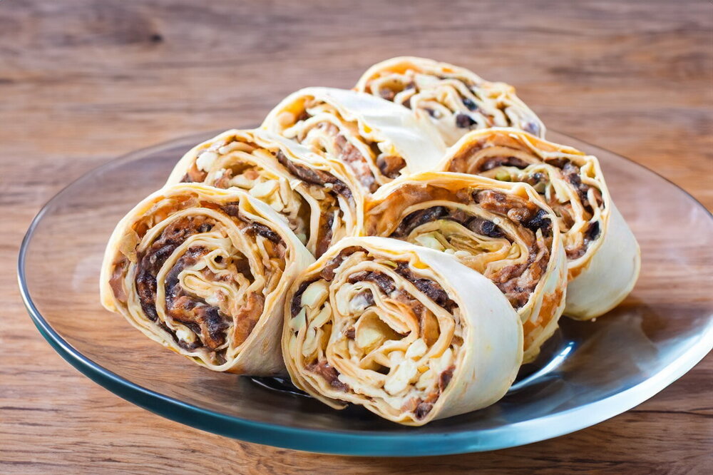 Lavash Roll with Mushrooms and Creamy Processed Cheese