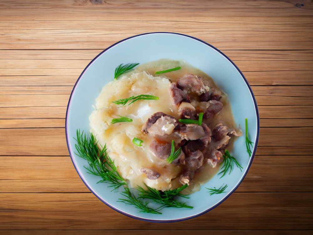 Chicken Hearts and Gizzards Stewed in a Multicooker