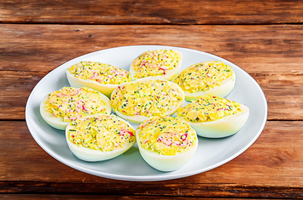 Stuffed Eggs with Cheese and Garlic