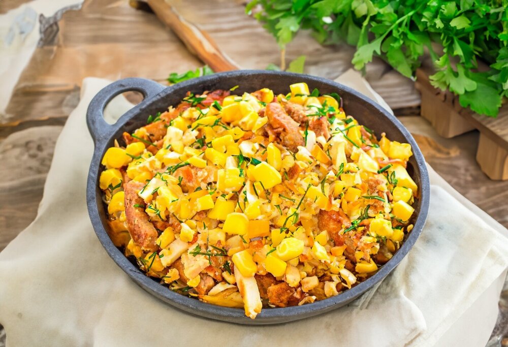 Salad with Meat and Corn