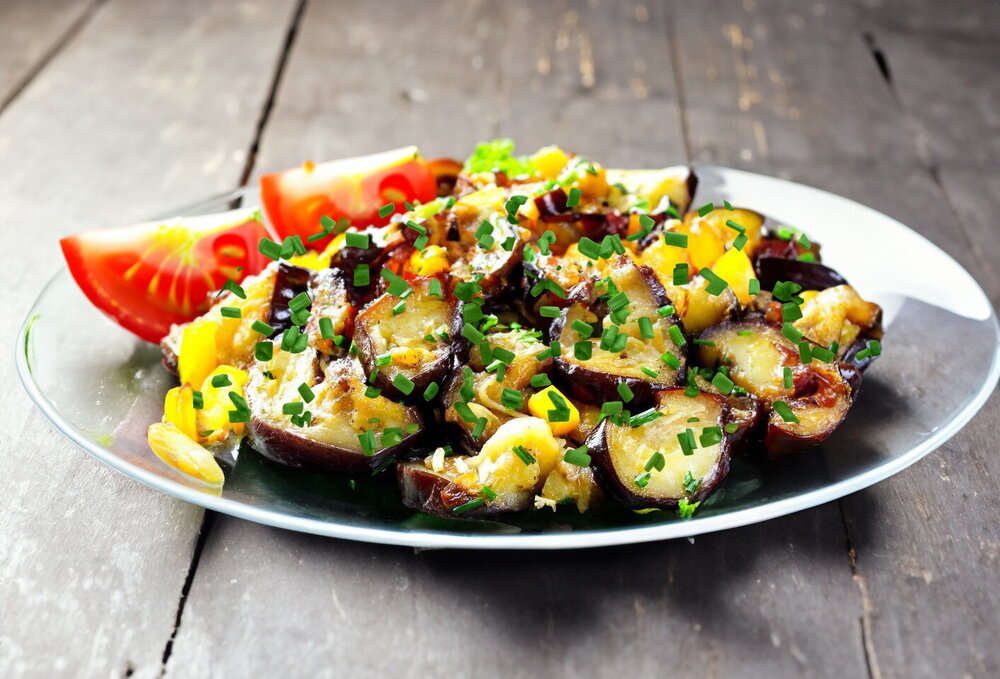 Pan-Fried Eggplant with Onion