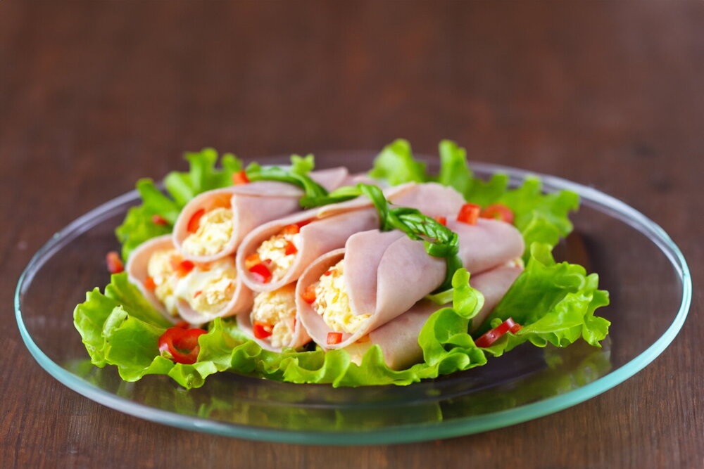 Ham Roll-Ups with Cheese and Garlic