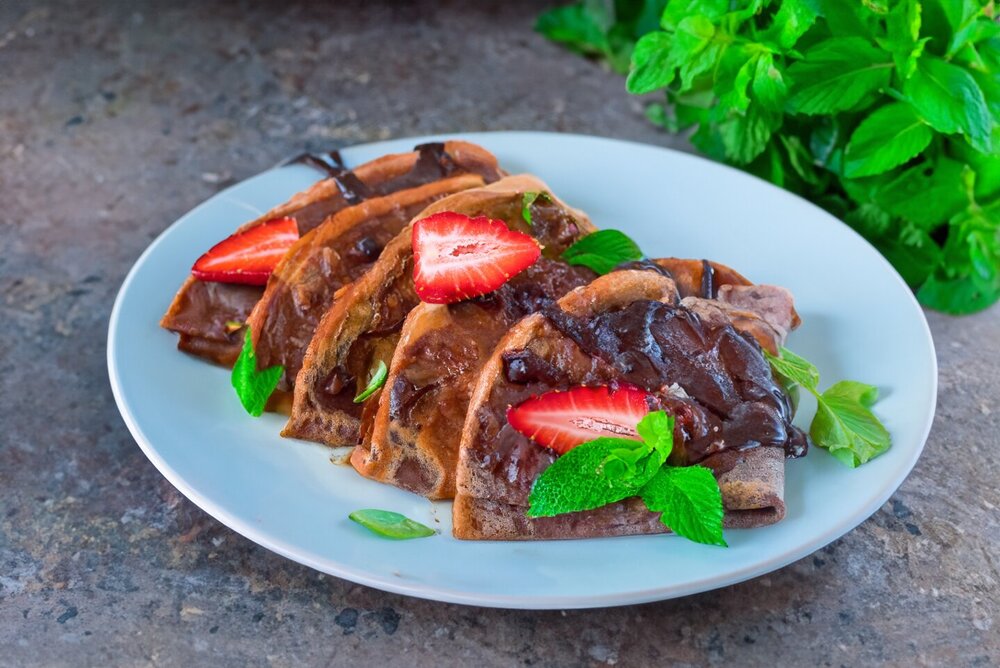 Chocolate Crepes with Milk