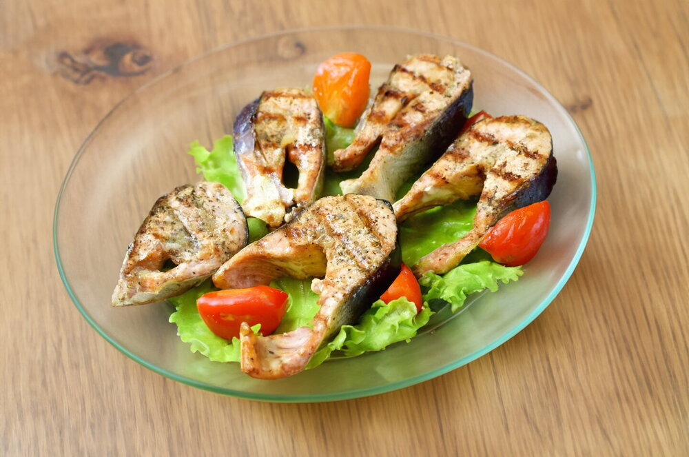 Pink Salmon on a Grill Pan