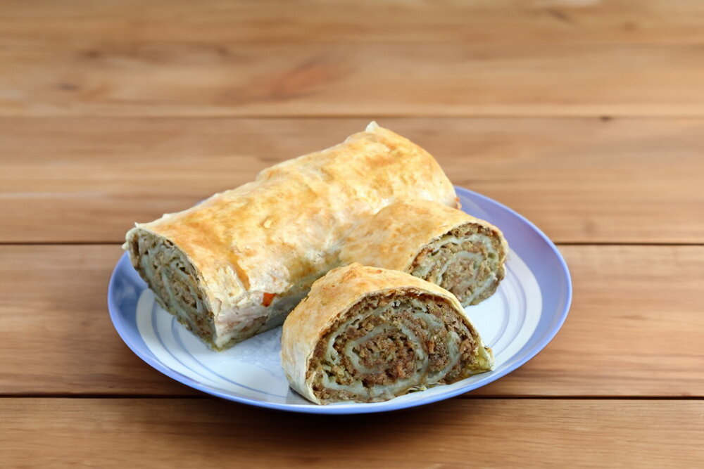 Oven-Baked Lavash Roll with Ground Meat