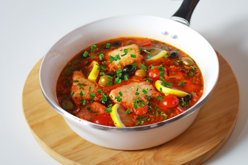 Skillet-Braised Cod with Vegetables