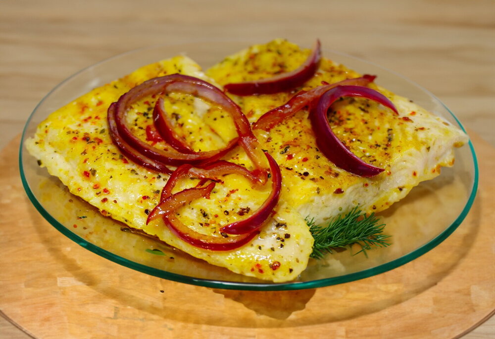 Skillet Pangasius with Fried Onions